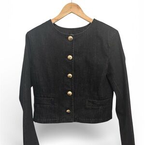 English Factory Black Jean Jacket with Gold Buttons